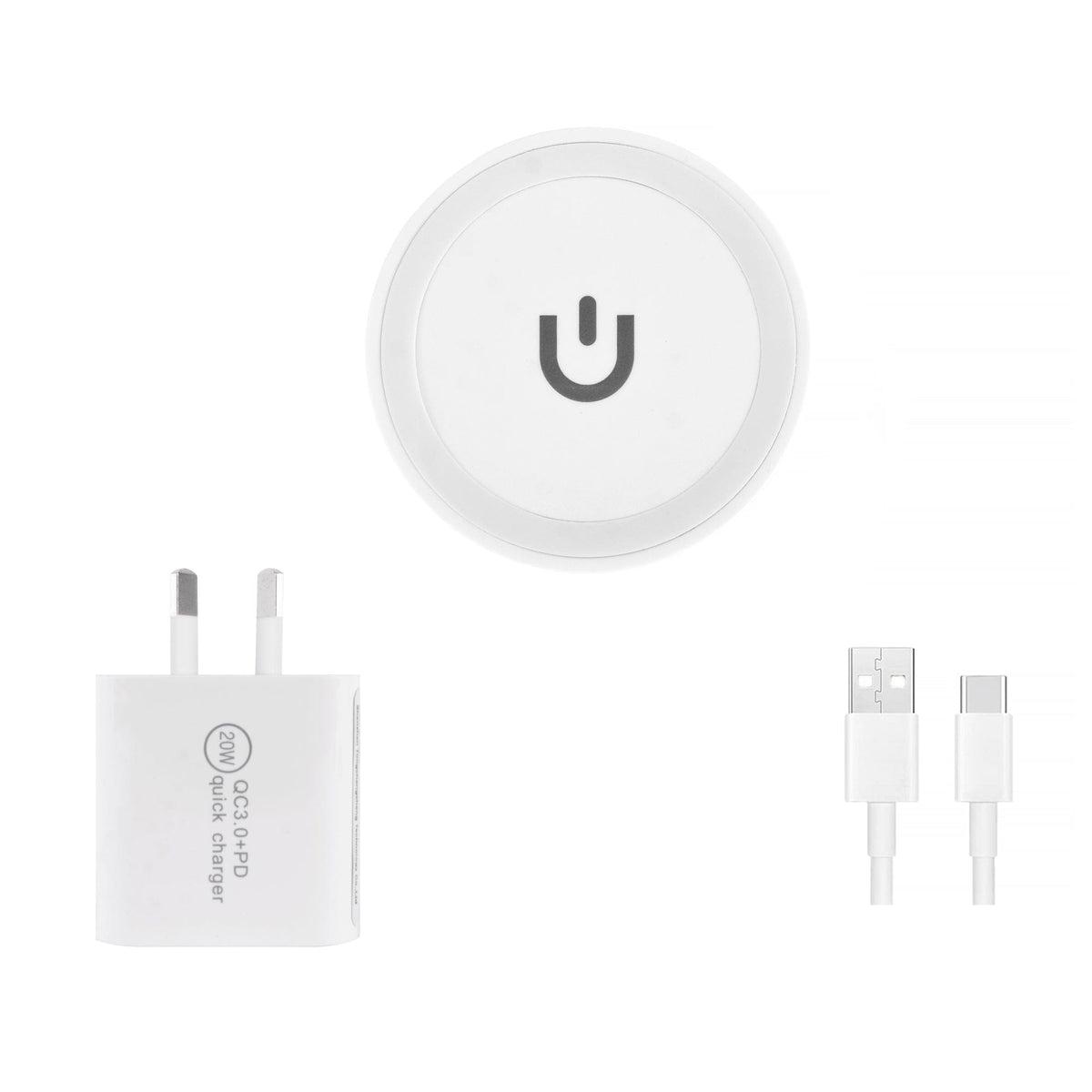 20W USB-C &amp; USB-A Fast Charging Wall Charger + 15W Qi Wireless Charging Pad – Dual-Mode Power Kit