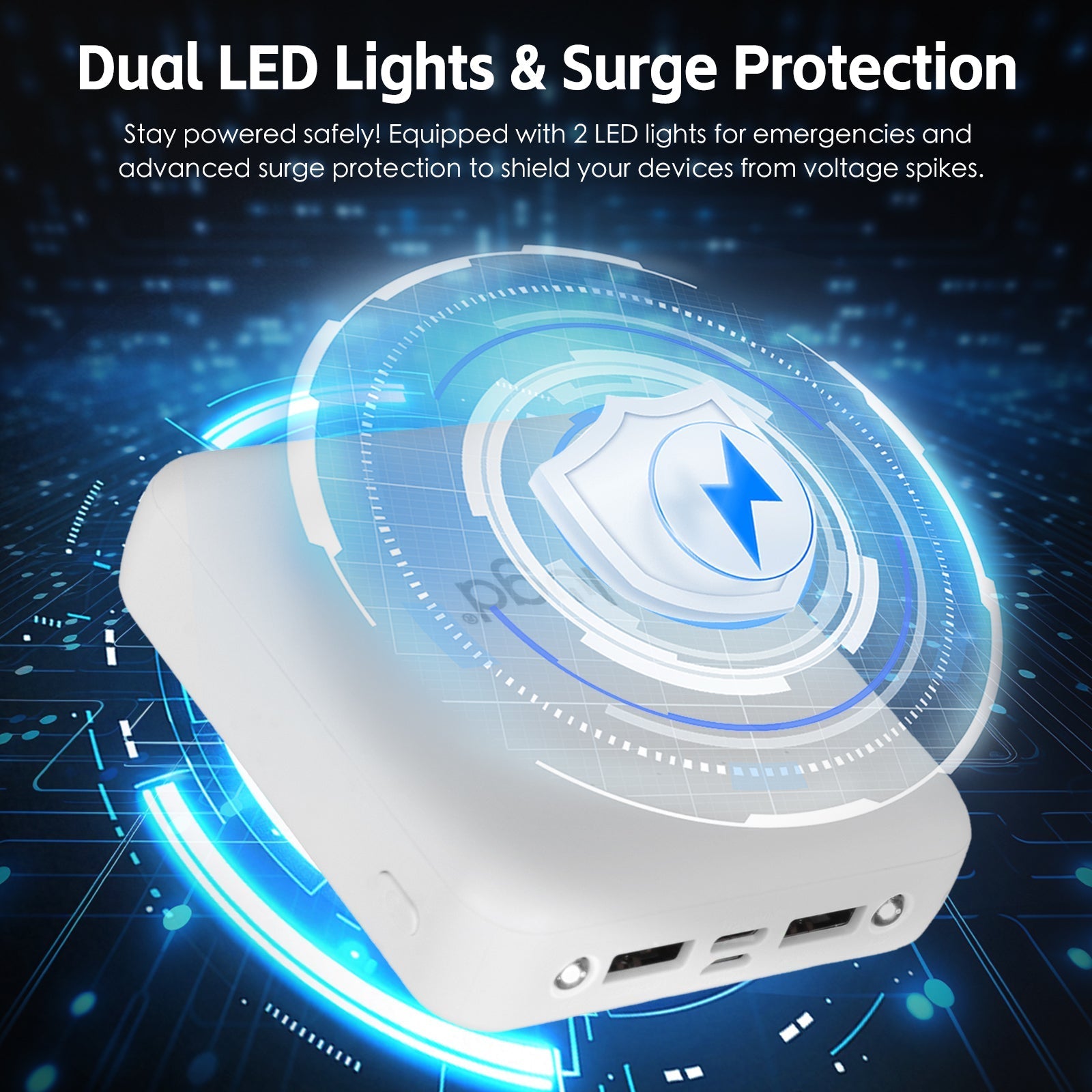 5000mAh Fast Charge Power Bank with 4 Built-in Cables and LED Lights