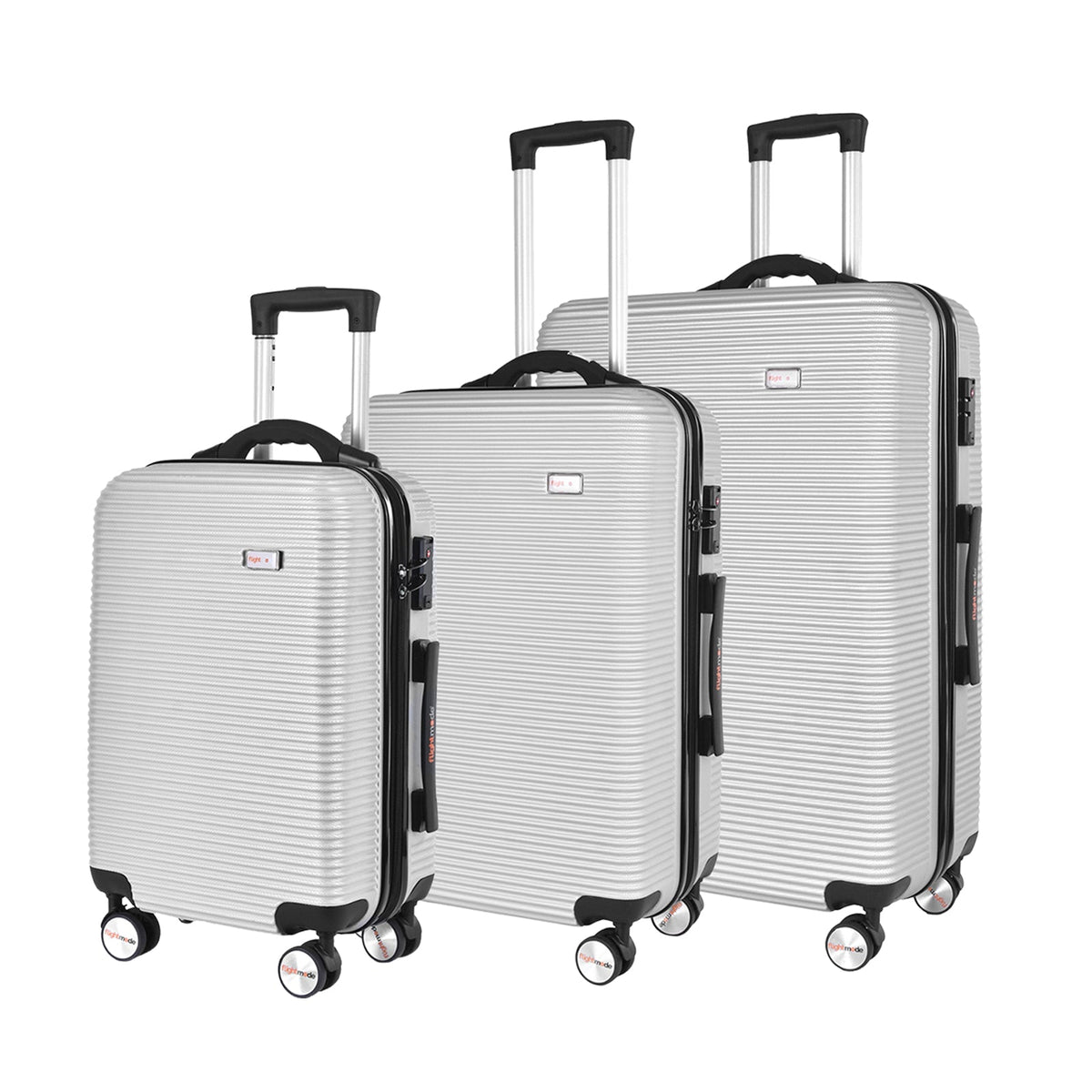 3 pcs 20&quot;/24&quot;/28&quot; Digital Weighing Scale and USB Charging Port Lightweight Luggage Suitcase Silver