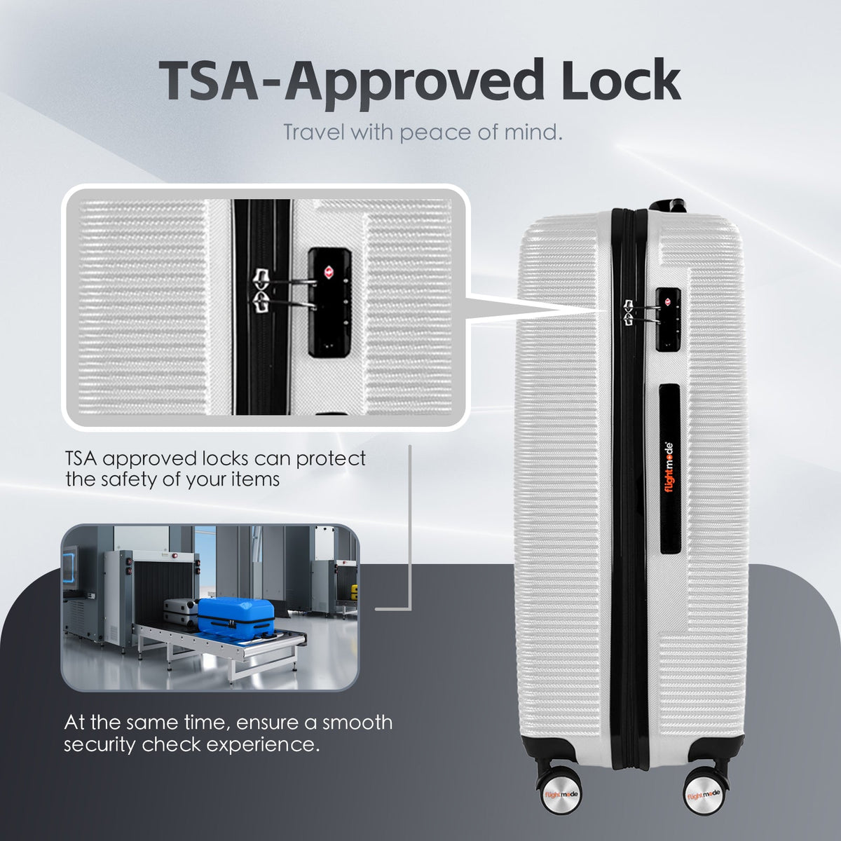 3 pcs 20"/24"/28" Digital Weighing Scale and USB Charging Port Lightweight Luggage Suitcase Silver