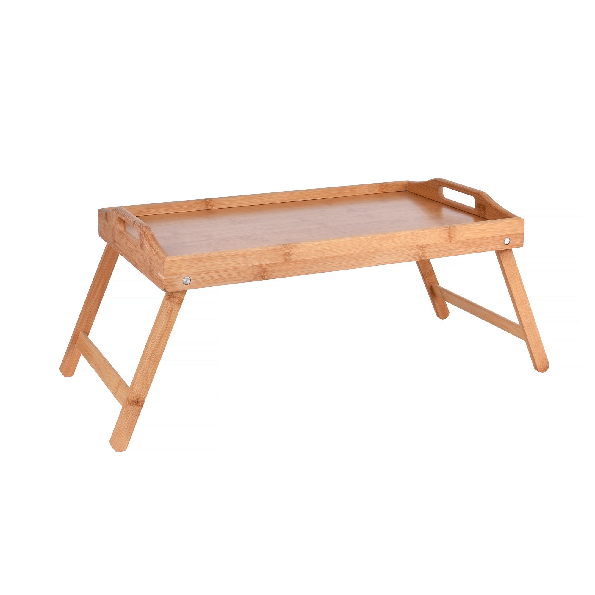 2 x Bamboo Bed Table Breakfast/Snack Serving Tray with Foldable Legs