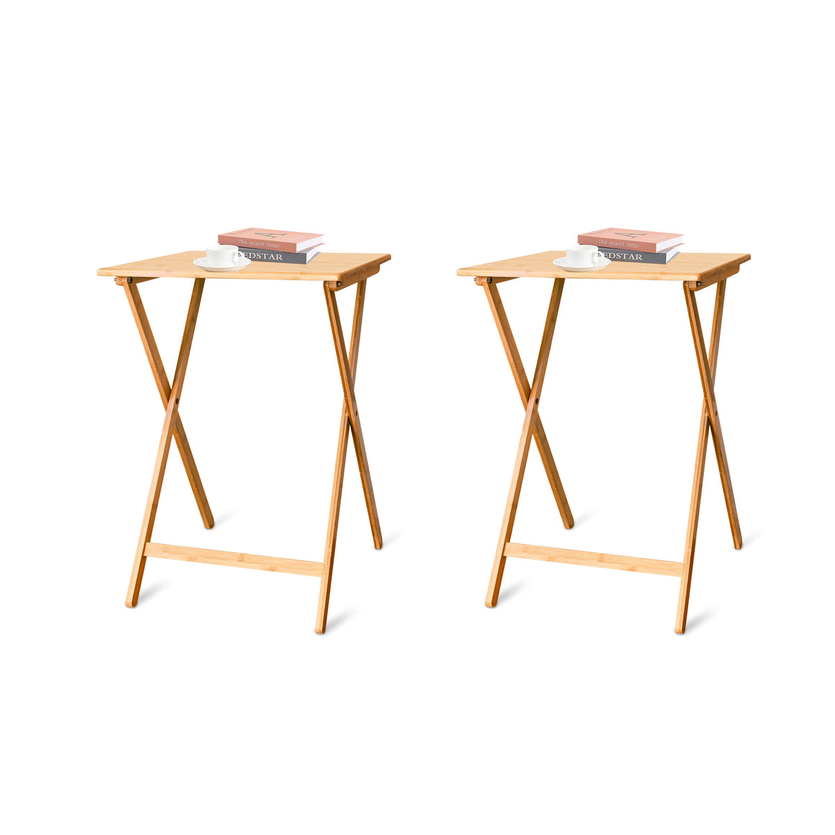 2pc Bamboo Folding Laptop Tray &amp; Snack Table