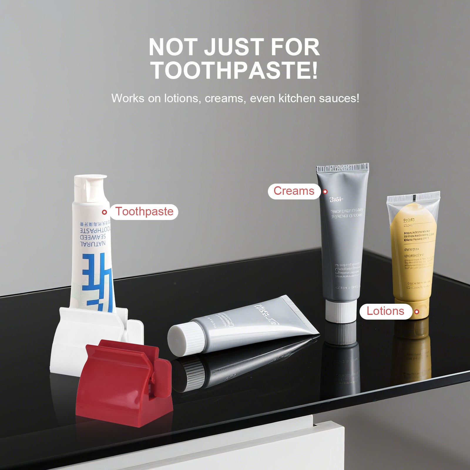 4 Pcs Toothpaste Rolling Dispensers Squeezer – Compact, Durable PP, Non-Slip Base