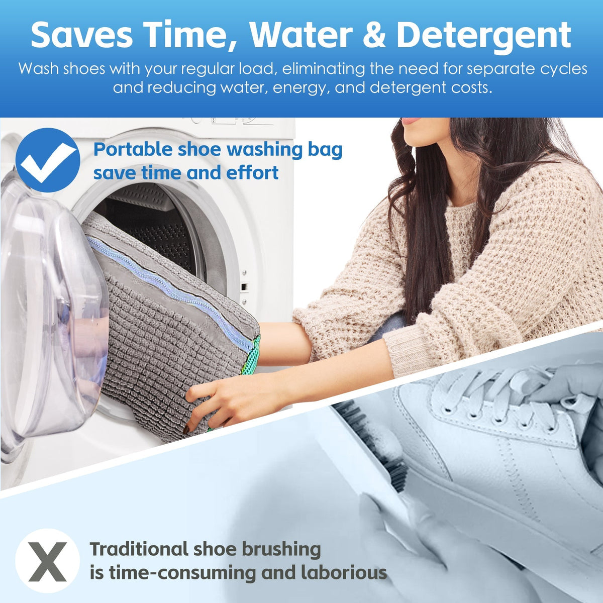 2Pcs Portable Shoe Washing Bag