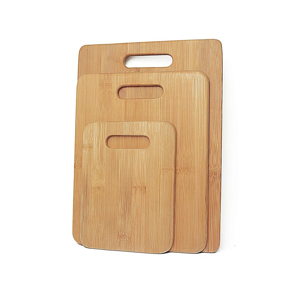 3 Pack Bamboo Cheese Cutting &amp; Serving Chopping Board Set