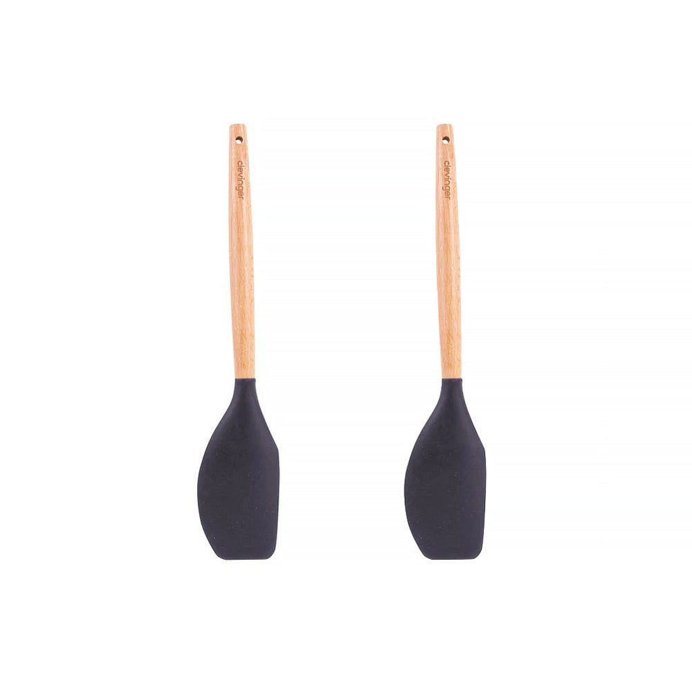 2pcs Beechwood &amp; silicone spatula charcoal