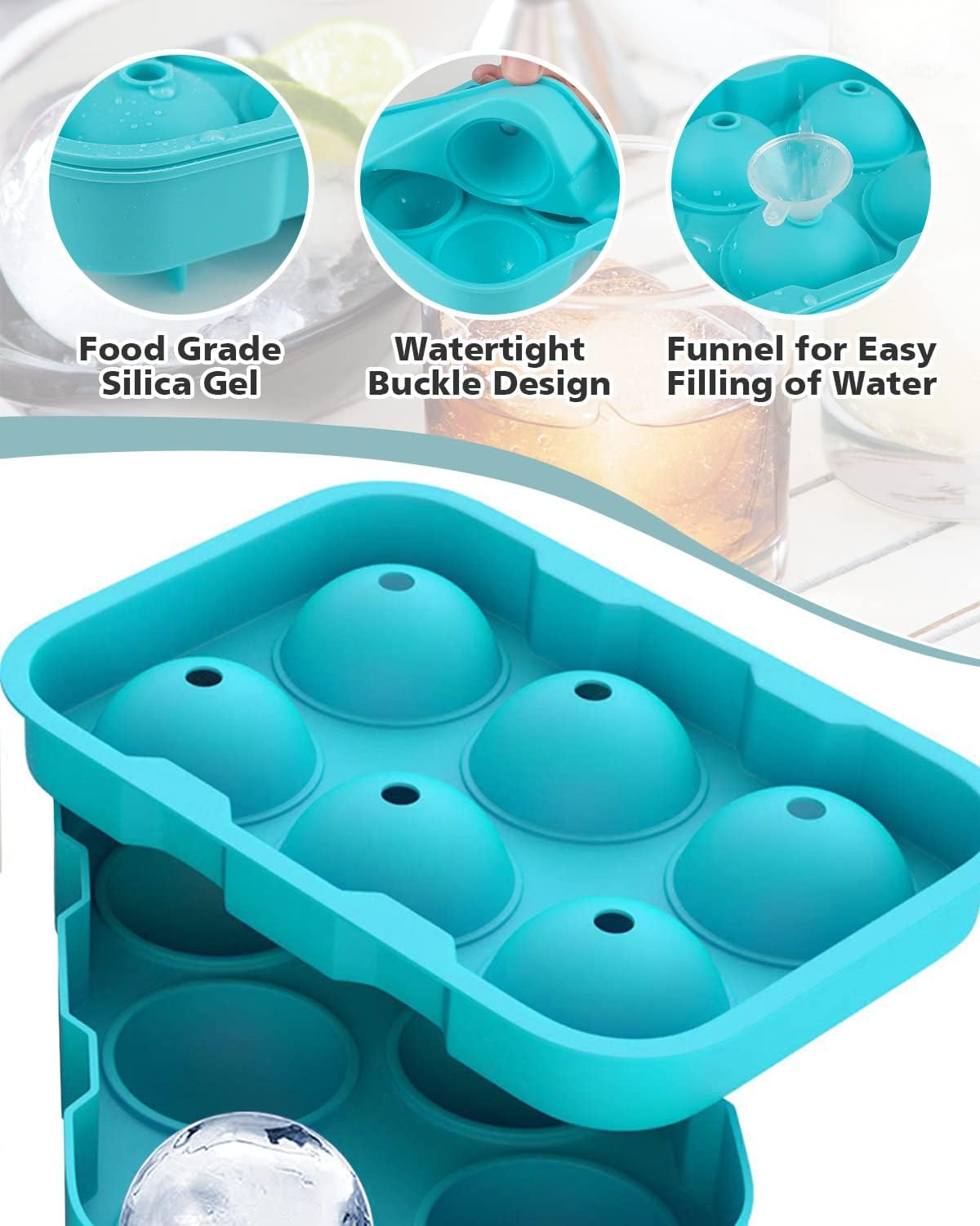 Easy Pop Silicone 6 Sphere Ice Cube Tray