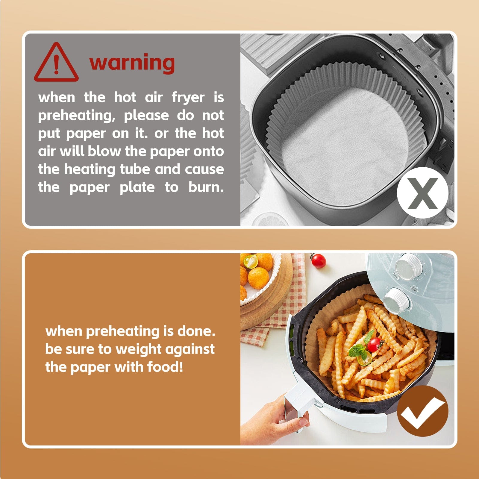 100 Pcs 20cm Round Disposable Unbleached Silicone Paper Dish Air-fryer Liner