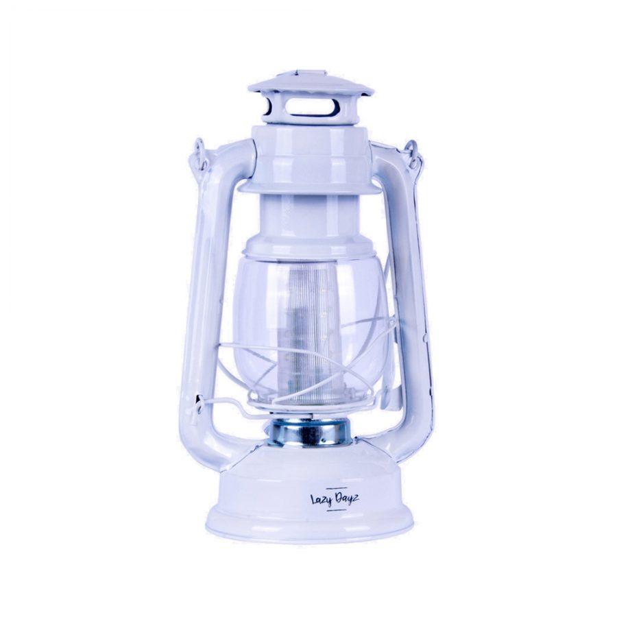 12 LED Solid Metal Camping Hurricane Lantern - White