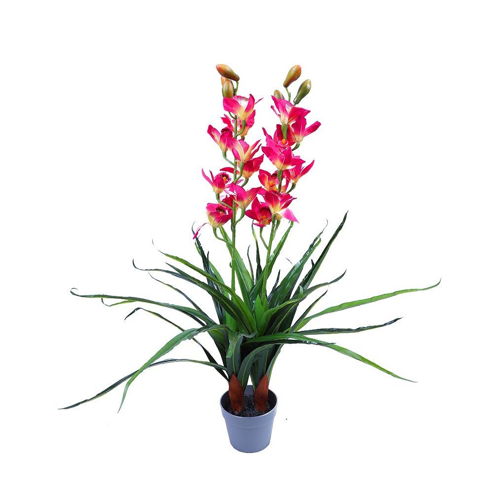 100cm Faux Artificial Home Decor Potted  Cymbidium-Red/White - Red