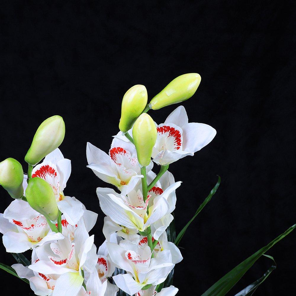 100cm Faux Artificial Home Decor Potted  Cymbidium-Red/White - Red