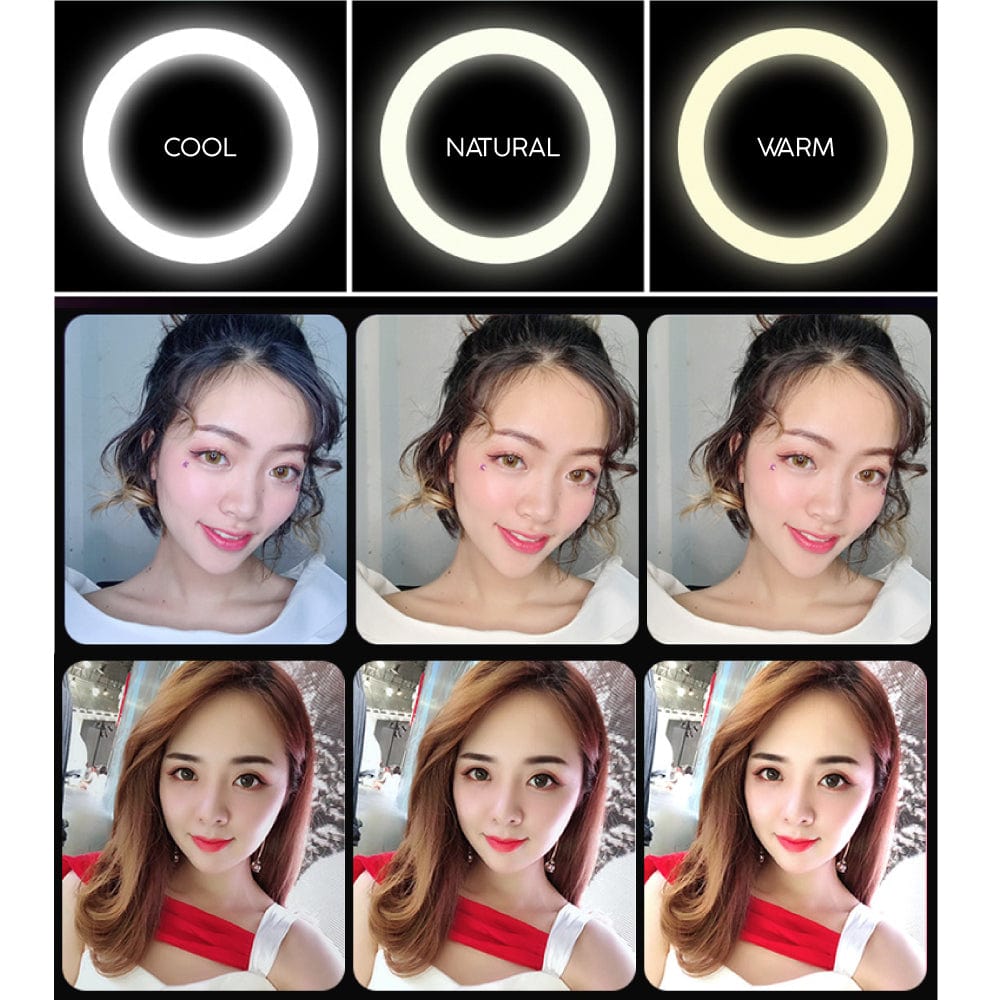 26cm Diameter LED Selfie Ring Light with Stand and Phone Holder 186cm Height