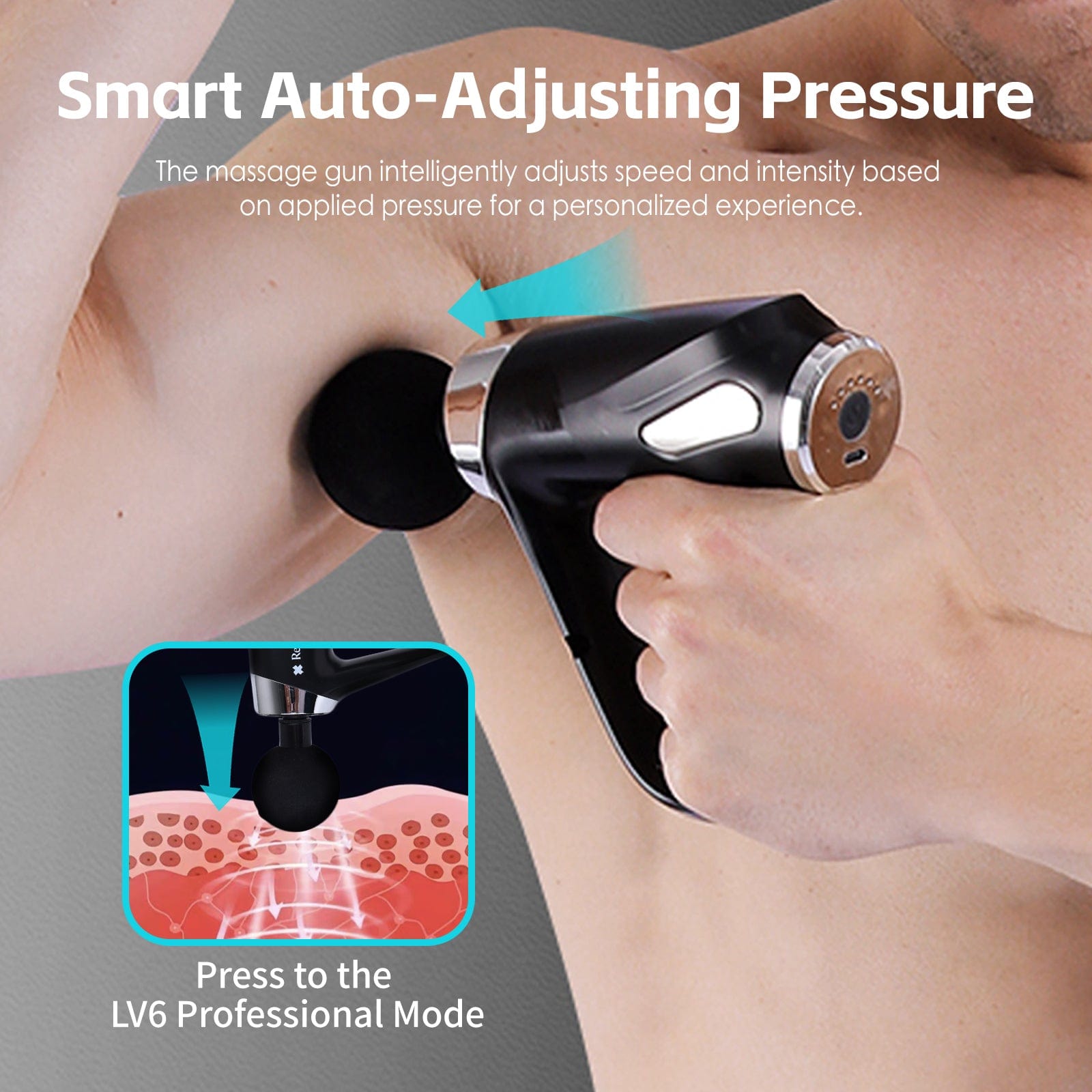 Remology Impact Therapy 6 Adaptive Speed USB-C Massage Gun with 4 Heads