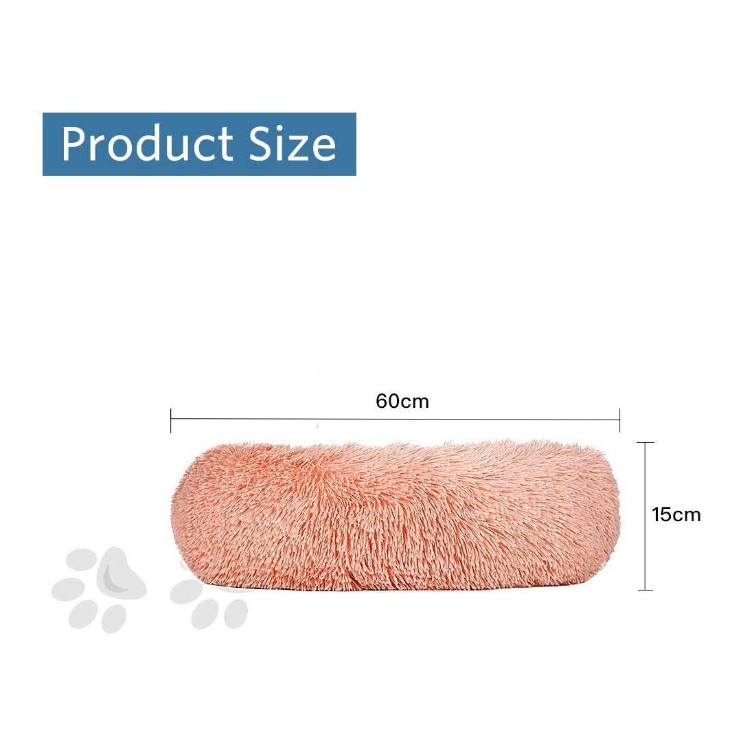 Plush Donut Faux Fur Calming Pet Nest - Salmon Pink - M