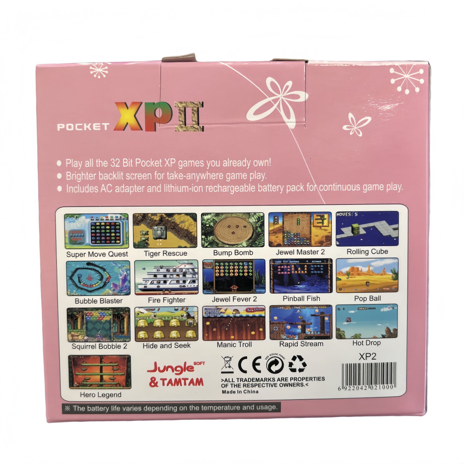 Pocket XP 2 Handheld Game Console – Built-in Classic Games, Game Boy Style, Portable Retro Gaming - Pink