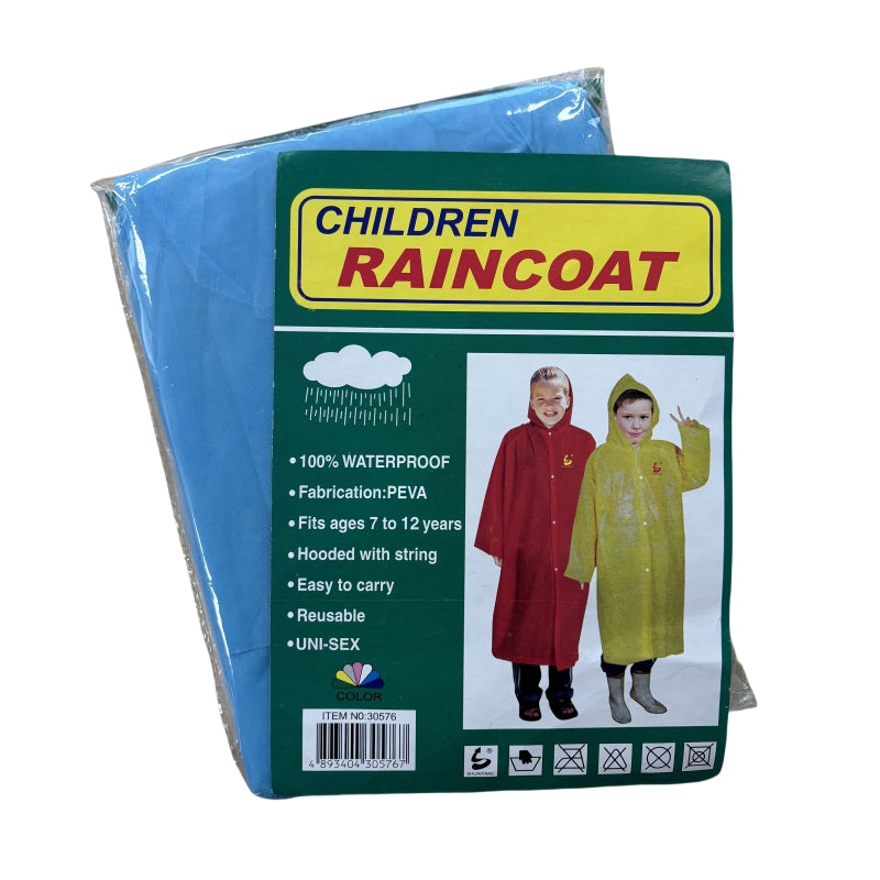 2 PCs of PEVA CHILDS' RAINCOATs fits 7~12years - Yellow