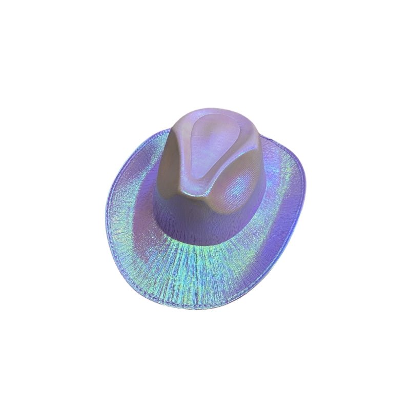 Holographic Cowboy Party Hat (Adult Size) - Blue