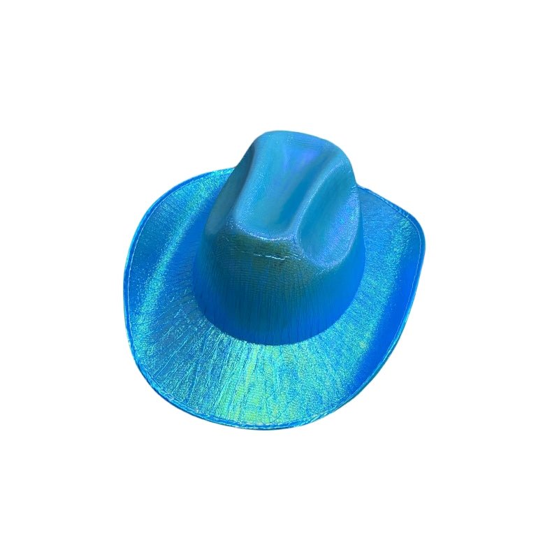 Holographic Cowboy Party Hat (Adult Size) - Blue