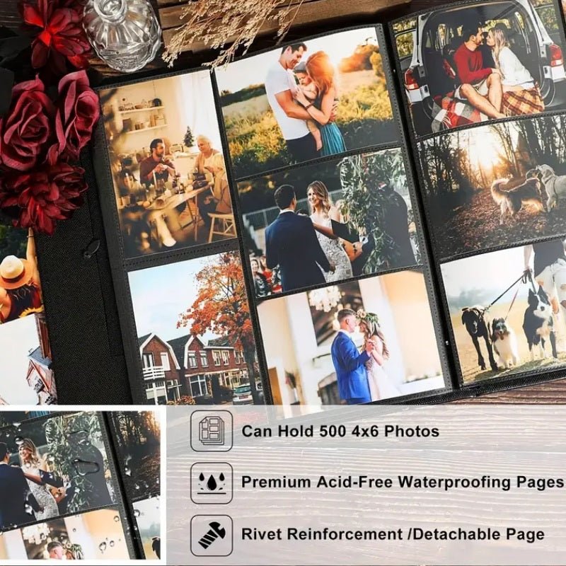 Extra Large 600-Pocket Leather Photo Album - Silver