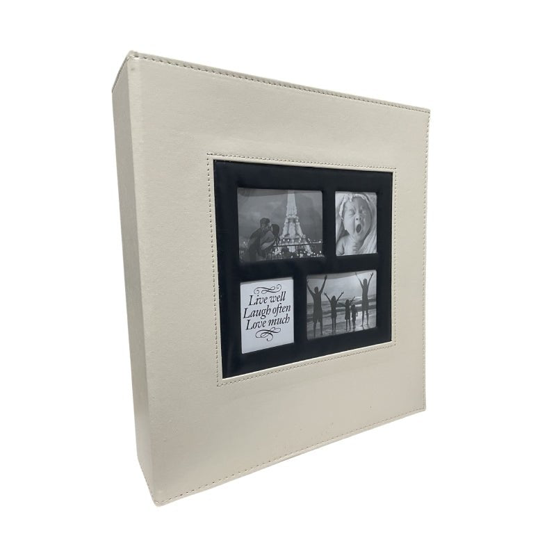 Extra Large 600-Pocket Leather Photo Album - Silver