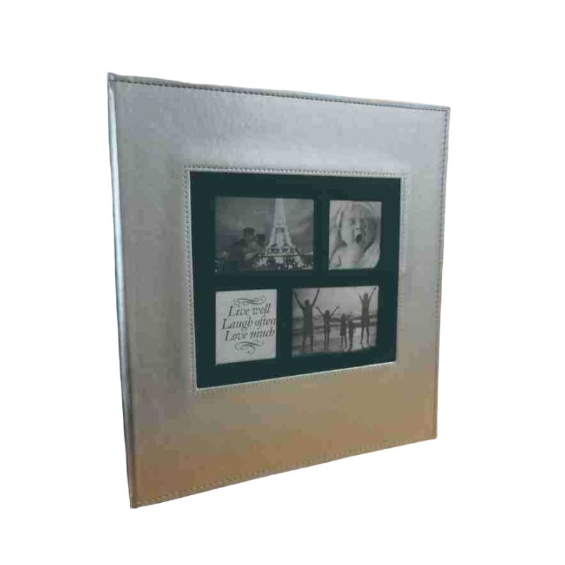 Extra Large 600-Pocket Leather Photo Album - Silver