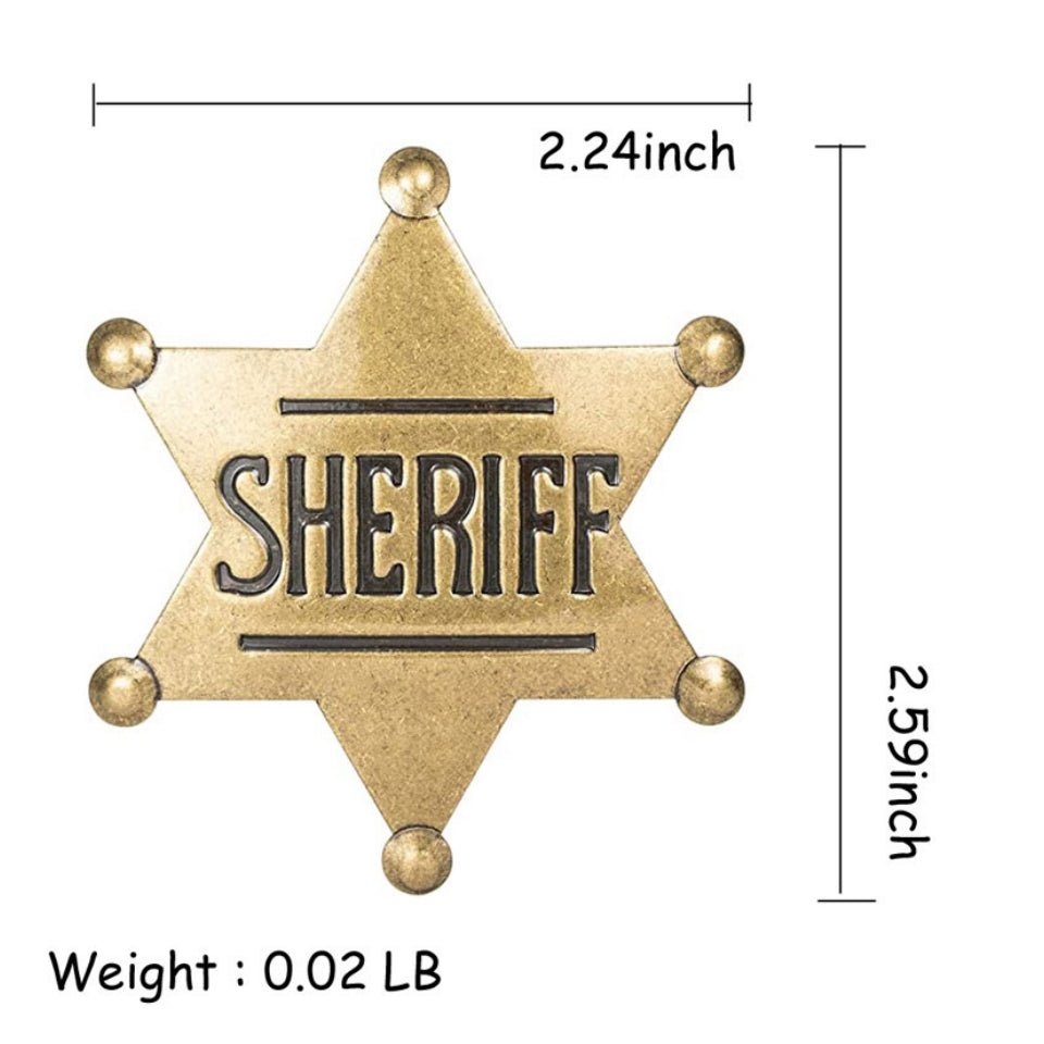 METAL SHERIFF BADGE ASSORTED COLOURS - Bronze