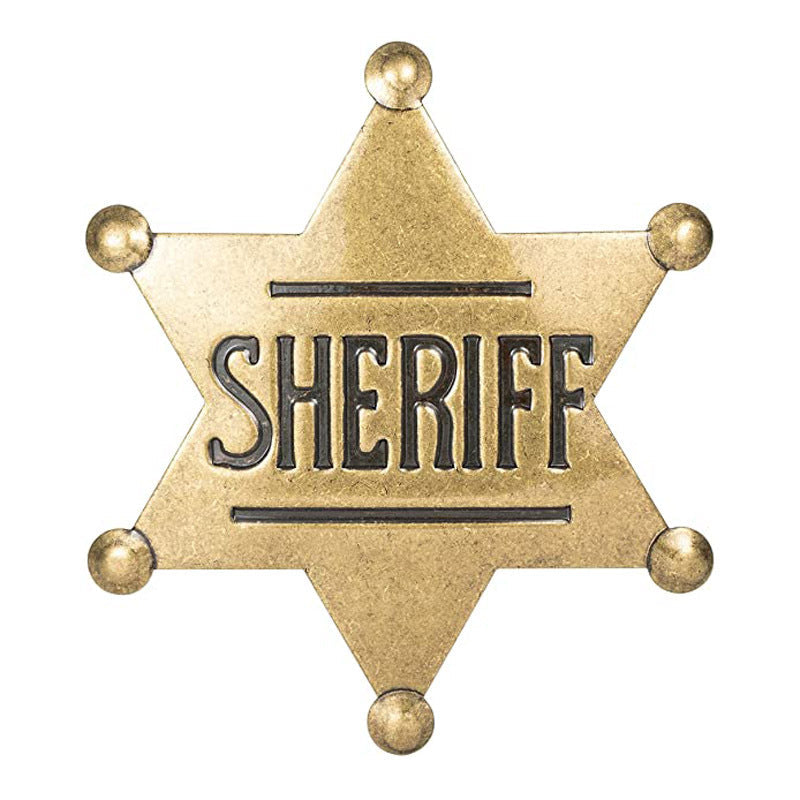 METAL SHERIFF BADGE ASSORTED COLOURS - Silver