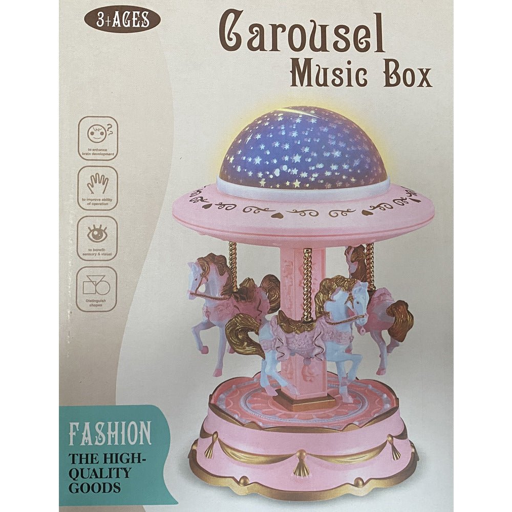 Pink Music Box Musical Carousel Horse LED Carousel Toy Child Birthday Xmas Gift