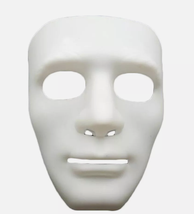 2x Robot Plain Mask Purge Style Halloween Scary Ghost Blank Mask Unisex - 2x White