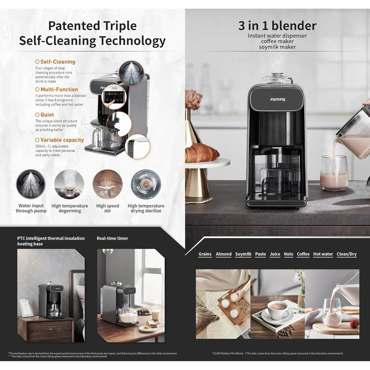 Joyoung K1S Pro Soymilk Machine Soybean Milk Coffee Maker Juicer Water Dispenser