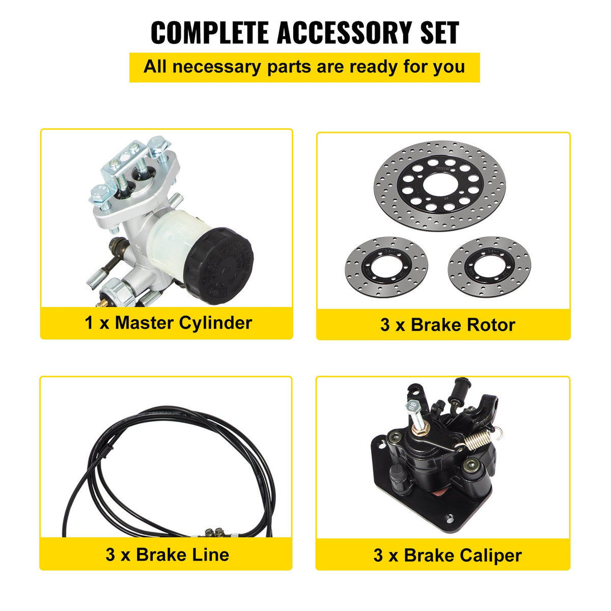 VEVOR Go Kart Brake Master Cylinder Kit Go Kart Hydraulic Brake Kit Universal Go Karts Brake Kit Complete Including Master Cylinder, Hose, Caliper, Pad for 150cc Automotive