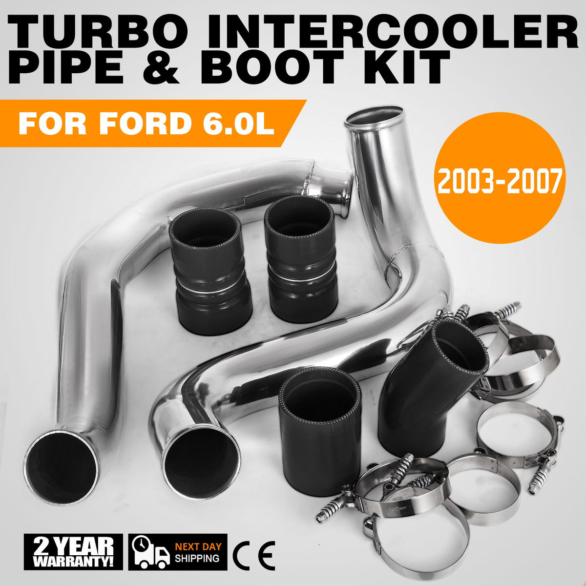 VEVOR Turbo Intercooler Pipe &amp; Boot Kit Silver for 03-07 Ford 6.0L Powerstroke Diesel