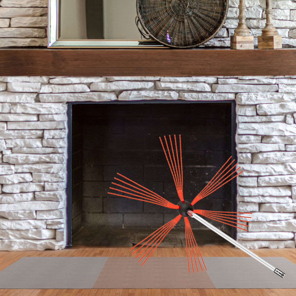 VEVOR Chimney Sweep Kit 33FT Chimney Cleaning Kit Nylon Sooteater Chimney Cleaning Kit Flexible Brush Head Chimney Sweeping Kit Easy Connecting Chimney Brush With 10 White Rods