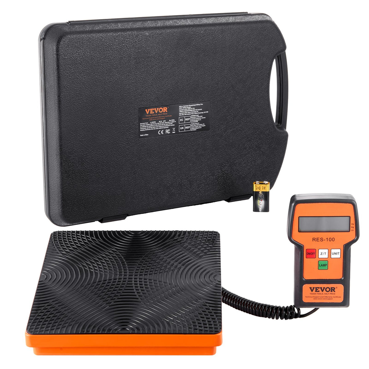 VEVOR Refrigerant Scale 110 LBS HAVC Charging Recovery Freon Scale, with Wired Remote Control, 2g High Precision Electronic Digital Recovery Weight Scale with Case and Dry Battery