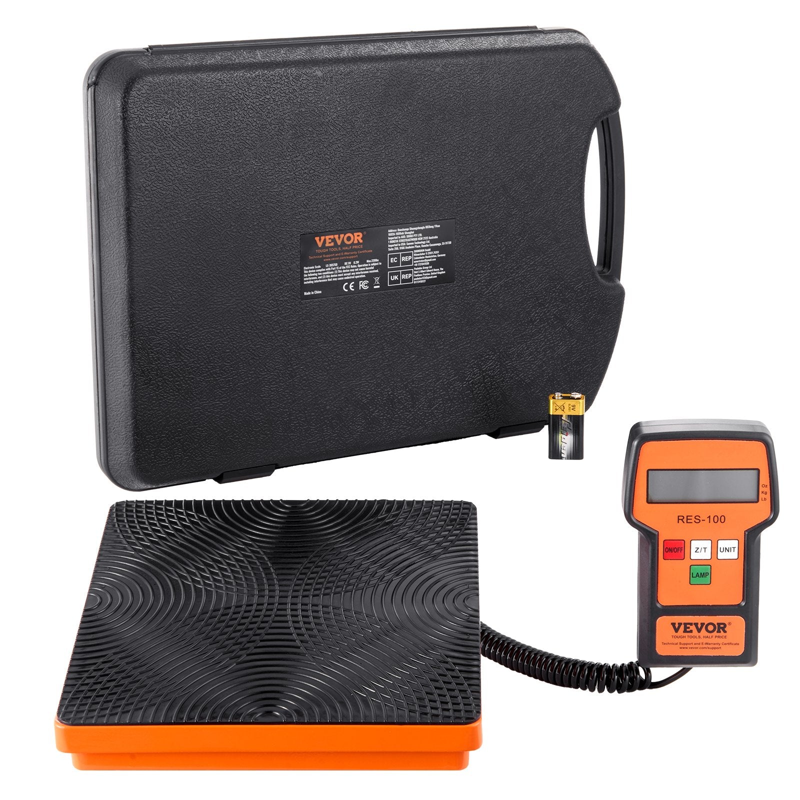 VEVOR Refrigerant Scale 110 LBS HAVC Charging Recovery Freon Scale, with Wired Remote Control, 2g High Precision Electronic Digital Recovery Weight Scale with Case and Dry Battery