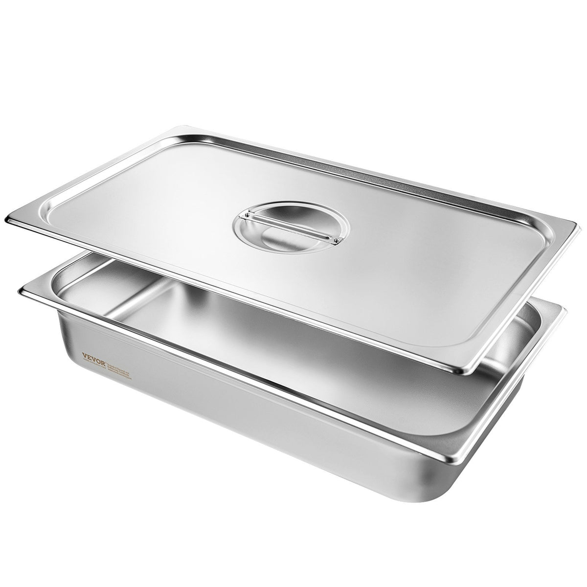 VEVOR 4 Pack Hotel Pans, Full Size Anti-Jam Steam Pan with Lid, 0.8mm Thick Stainless Steel Steam Table Pan, 4-Inch Deep Commercial Table Pan, Catering Storage Food Pan, for Industrial &amp; Scientific
