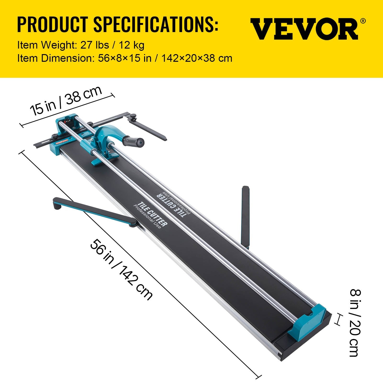 VEVOR Manual Tile Cutter 1200mm Cutting Machine w/ Laser for Ceramic