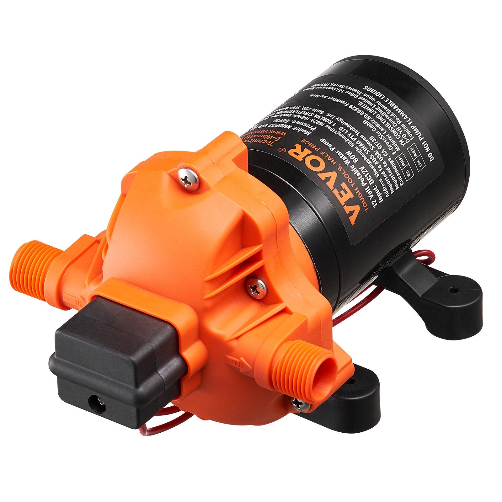 VEVOR Diaphragm Pump 1.8GPM 6.81 L/min 3-Chamber Water Pump Pressure Switch