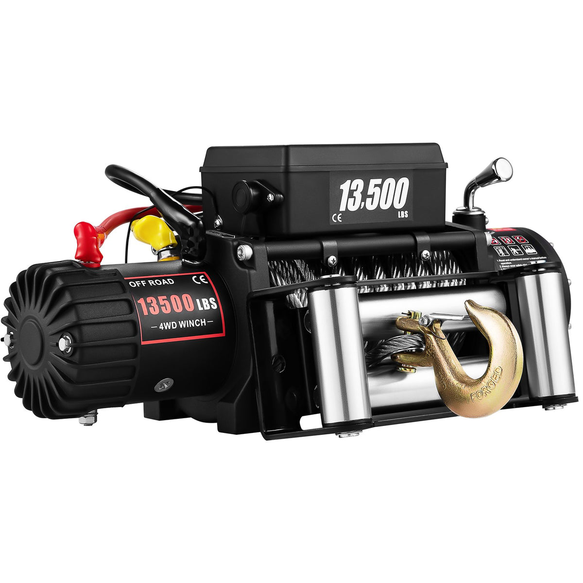 VEVOR Electric Winch 13500lb/6123kg, Steel Cable Recovery Winch 12V, Power Winch with Wireless Remote Control, Handlebar-Mounted Rocker and Powerful Motor for Boats, UTV, ATV Wrangler Accessories