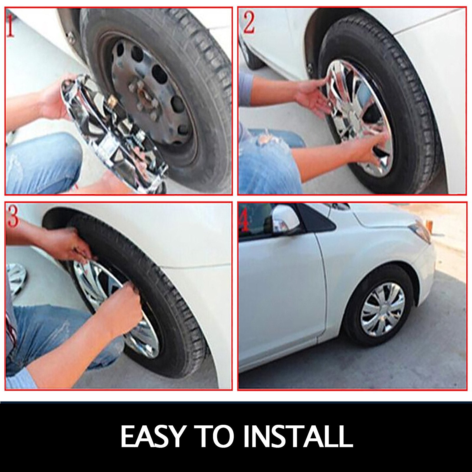 VEVOR Polished 19.5" 10 Lug Wheel Simulators Stainless Steel Bolt Kit Hubcap Kit Fit for 2005-2020 Ford F450/F550 2WD Trunk Dually Wheel Cover Set