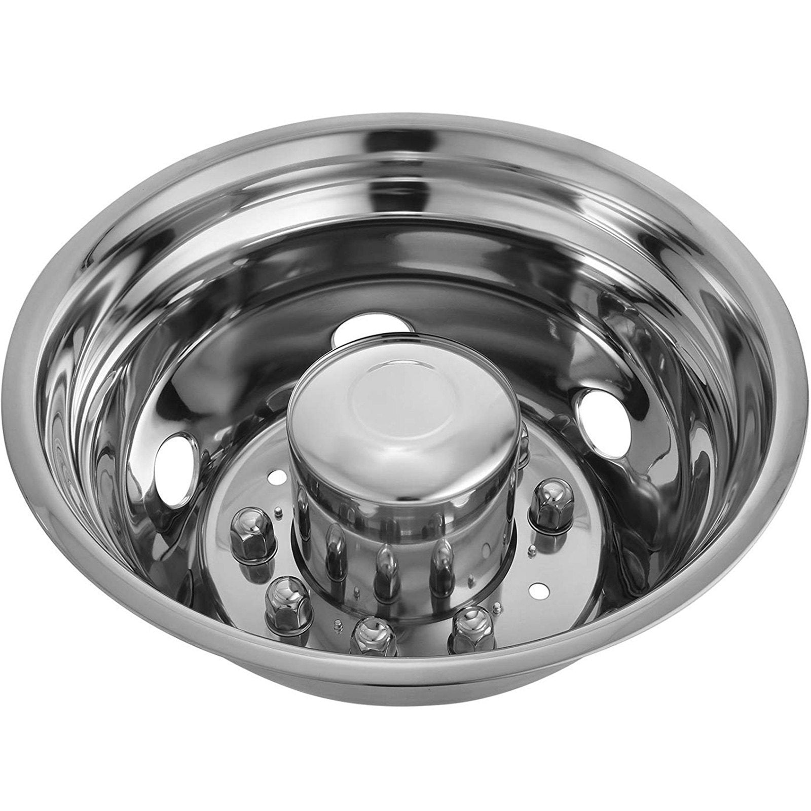 VEVOR Polished 19.5" 10 Lug Wheel Simulators Stainless Steel Bolt Kit Hubcap Kit Fit for 2005-2020 Ford F450/F550 2WD Trunk Dually Wheel Cover Set