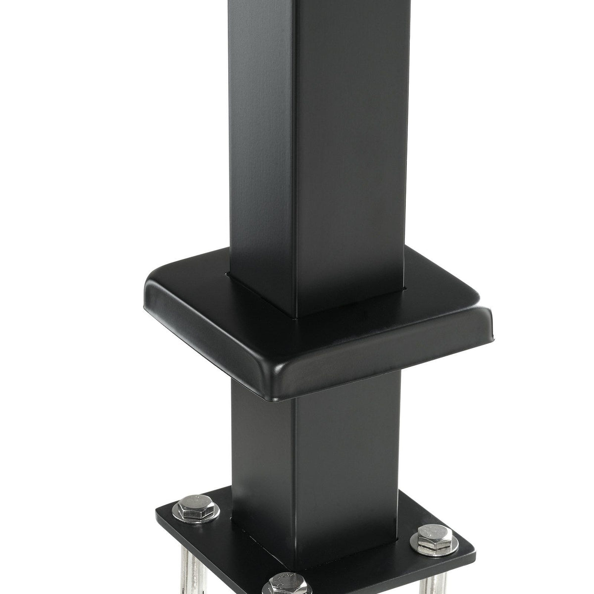 Cable Railing Post, 36" x 2" x 2" Steel Level Deck Railing Post Without Holes, SUS304 Stainless Steel Cable Rail Post, Stair Handrail Post with Horizontal and Curved Bracket, 1-Pack, Black