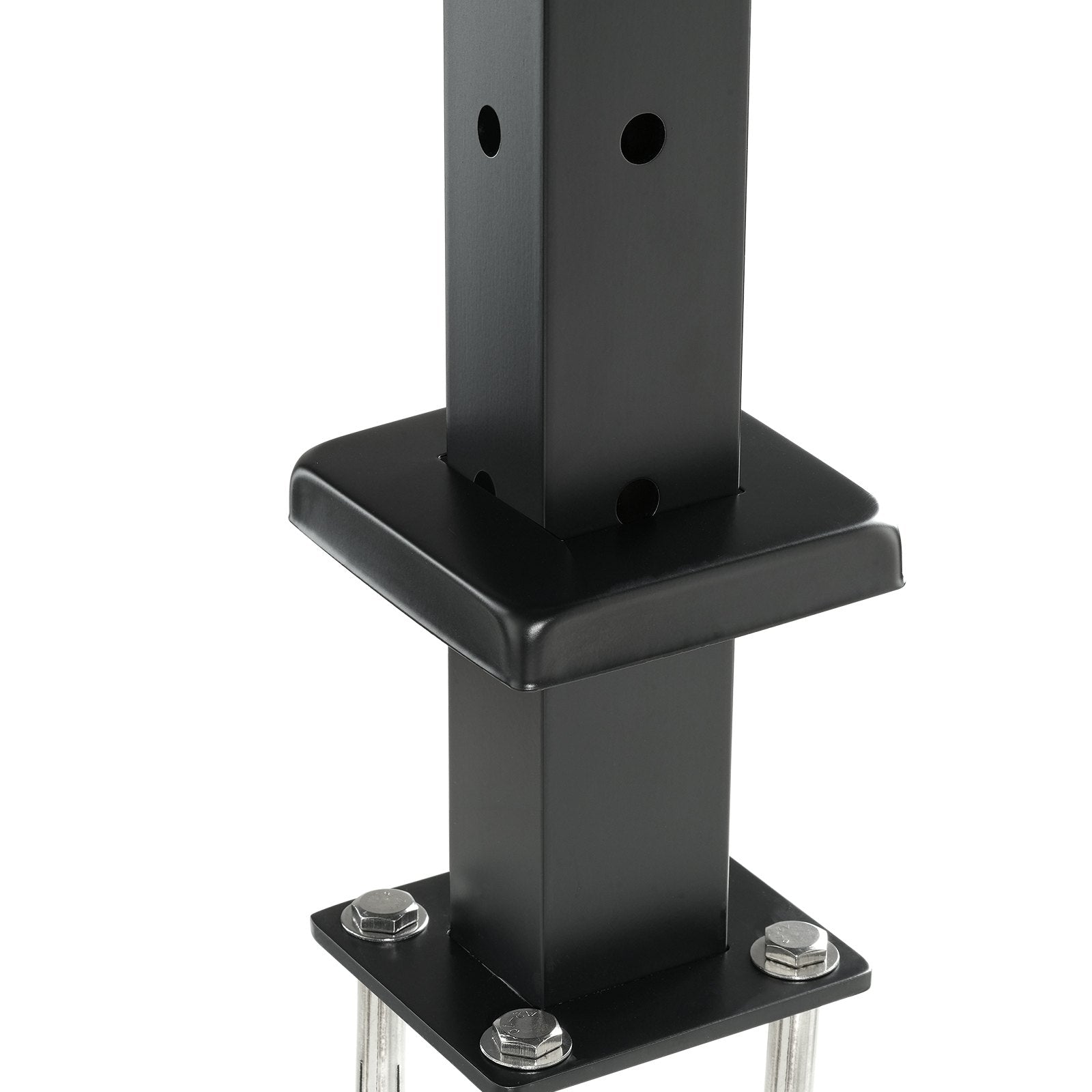 VEVOR Cable Railing Post, 42" x 1" x 2" Steel L-Shaped Hole Corner Railing Post, 12 Pre-Drilled Holes, SUS304 Stainless Steel Cable Rail Post with Horizontal and Curved Bracket, 1-Pack, Black, 106.7*2.5*5 cm