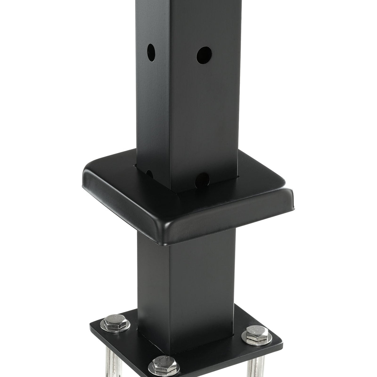 VEVOR Cable Railing Post, 42" x 1" x 2" Steel L-Shaped Hole Corner Railing Post, 12 Pre-Drilled Holes, SUS304 Stainless Steel Cable Rail Post with Horizontal and Curved Bracket, 1-Pack, Black, 106.7*2.5*5 cm