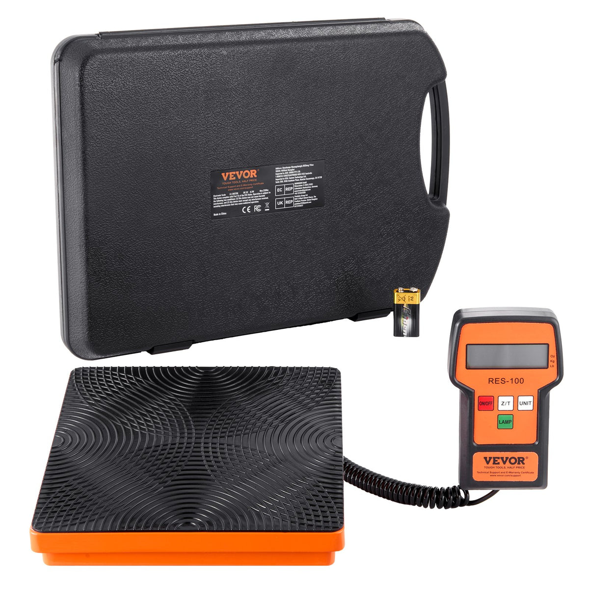 VEVOR Refrigerant Scale 220 LBS HAVC Charging Recovery Freon Scale, with Wired Remote Control, 5g High Precision Electronic Digital Recovery Weight Scale with Case and Dry Battery
