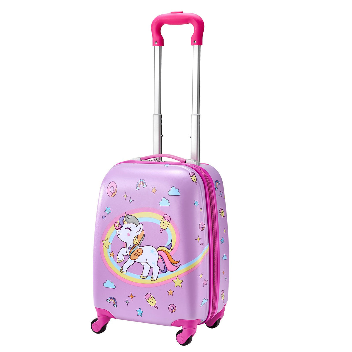 VEVOR Kids Luggage Set, 2 Piece, 45.7 cm Hardside Rolling Wheels Suitcase with Hard-Shell Backpack, Unicorn Kids Carry on Luggage Set, Holiday Birthday Present for Girls &amp; Boys, Airline Approved