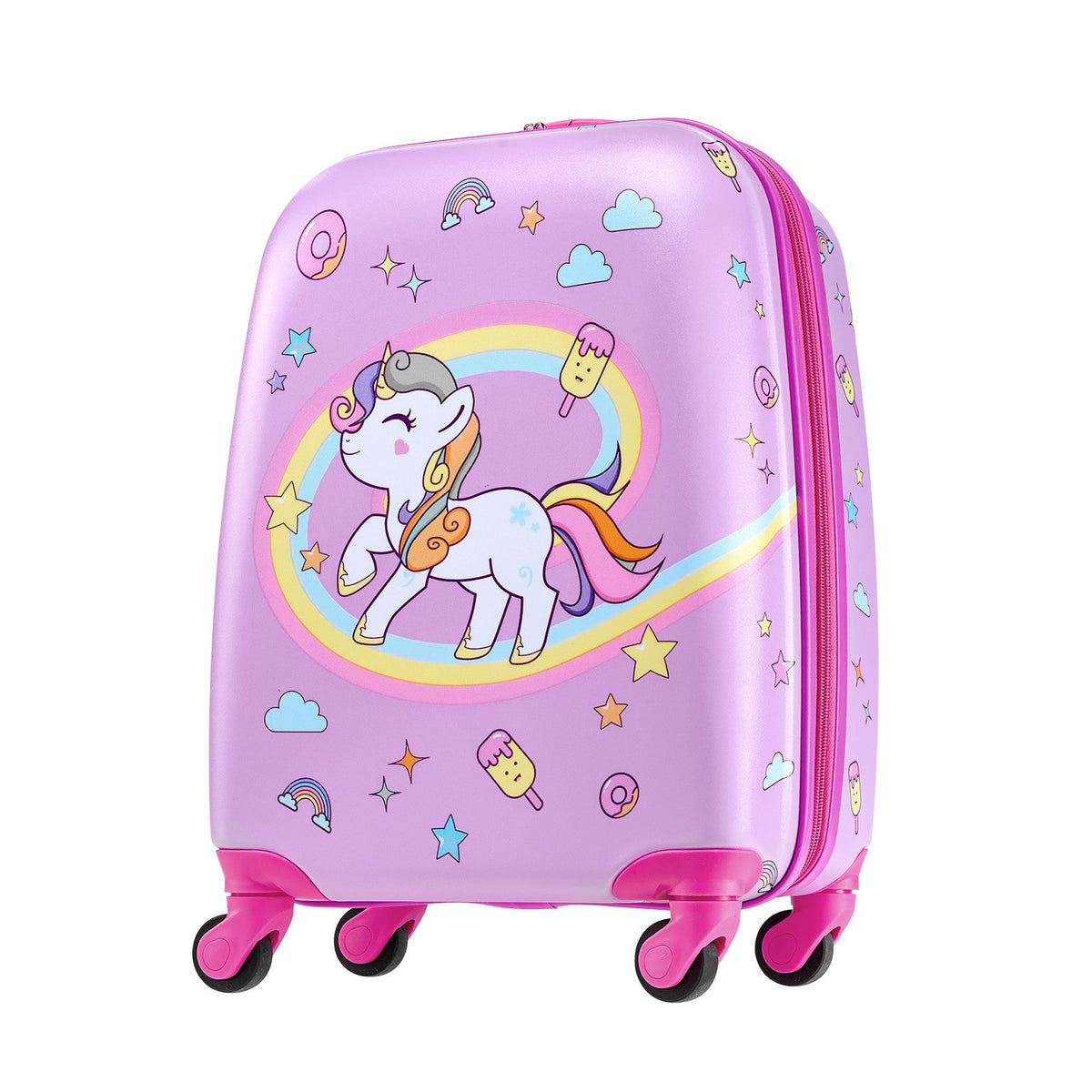 VEVOR Kids Luggage Set, 2 Piece, 45.7 cm Hardside Rolling Wheels Suitcase with Hard-Shell Backpack, Unicorn Kids Carry on Luggage Set, Holiday Birthday Present for Girls & Boys, Airline Approved