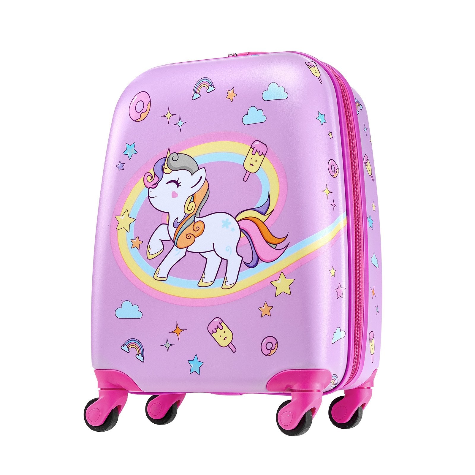 VEVOR Kids Luggage Set, 2 Piece, 45.7 cm Hardside Rolling Wheels Suitcase with Hard-Shell Backpack, Unicorn Kids Carry on Luggage Set, Holiday Birthday Present for Girls & Boys, Airline Approved