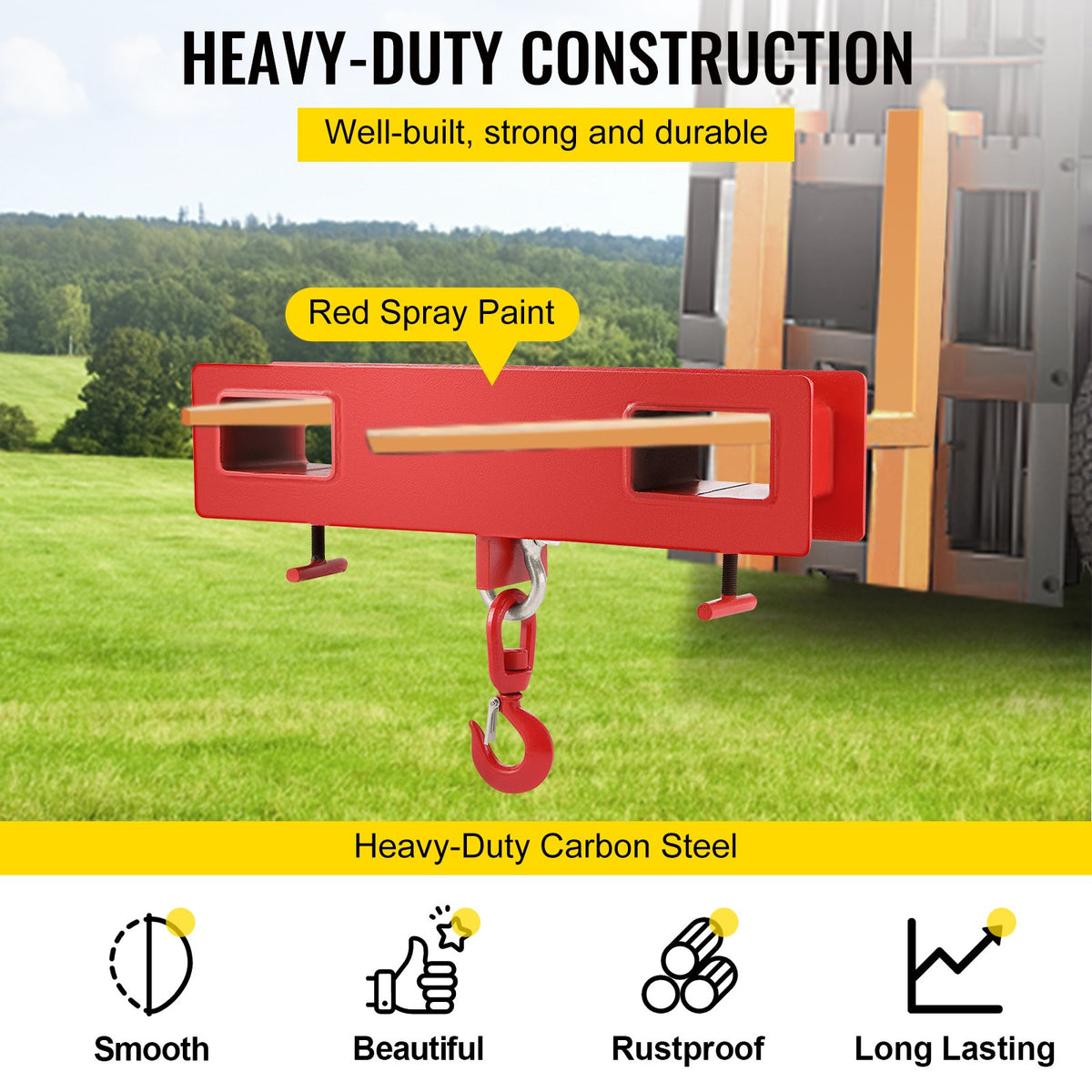 VEVOR Forklift Lifting Hook 6000 LBS Capacity Forklift Lifting Hoist Swivel Hook Mobile Crane Forklift Attachments