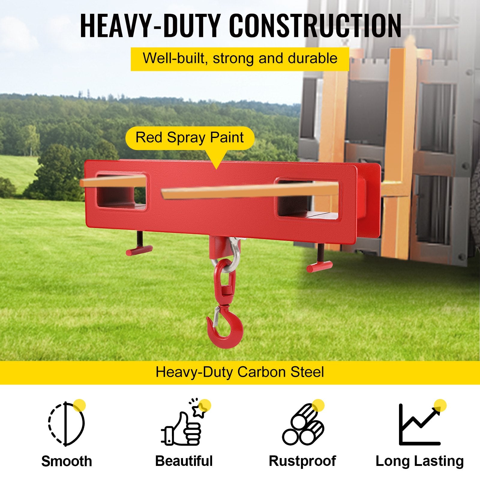 VEVOR Forklift Lifting Hook 6000 LBS Capacity Forklift Lifting Hoist Swivel Hook Mobile Crane Forklift Attachments
